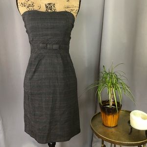 FOREVER 21 plaid strapless dress with bow detail